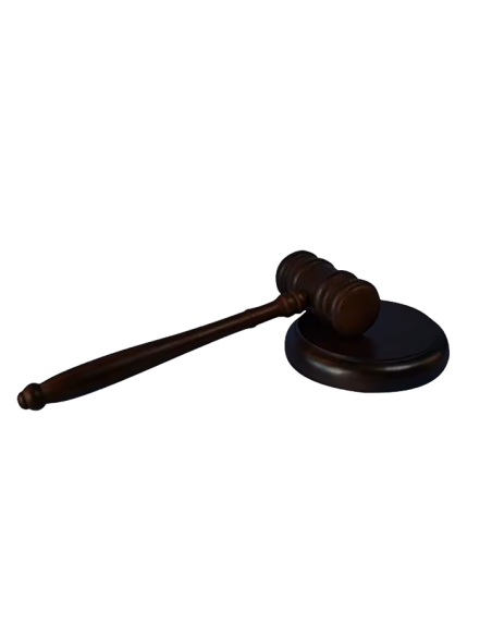 maillet d'enchères et son socle en bois