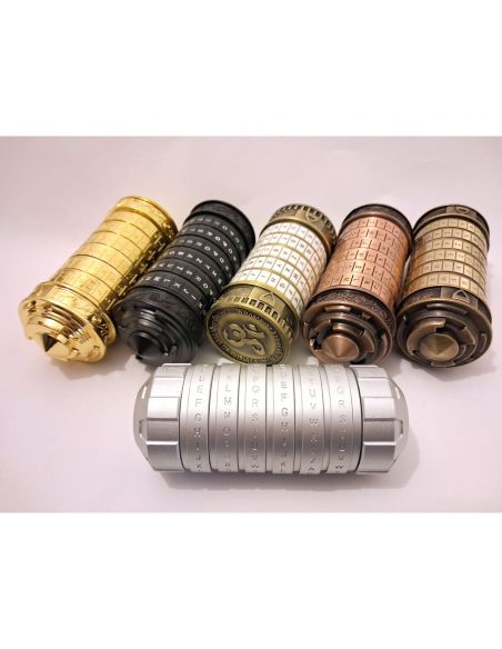 La gamme complete de cryptex : or, noir, blanc, cuivre, laiton et argente